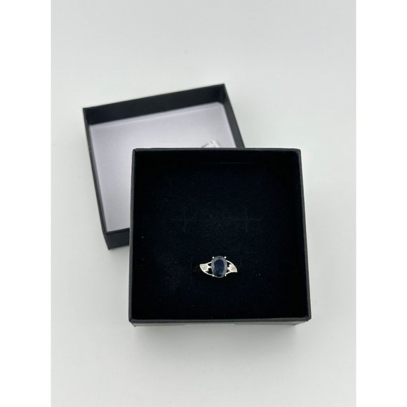 Black Sapphire and Diamond Accent Oval Ring - Sterling Silver - Simple Beauty! - Picture 12 of 12
